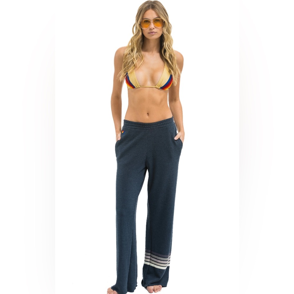 AVIATOR NATION Rugby Stitch Wide Leg Pocket Sweatpants | Charcoal X-Small 🌈